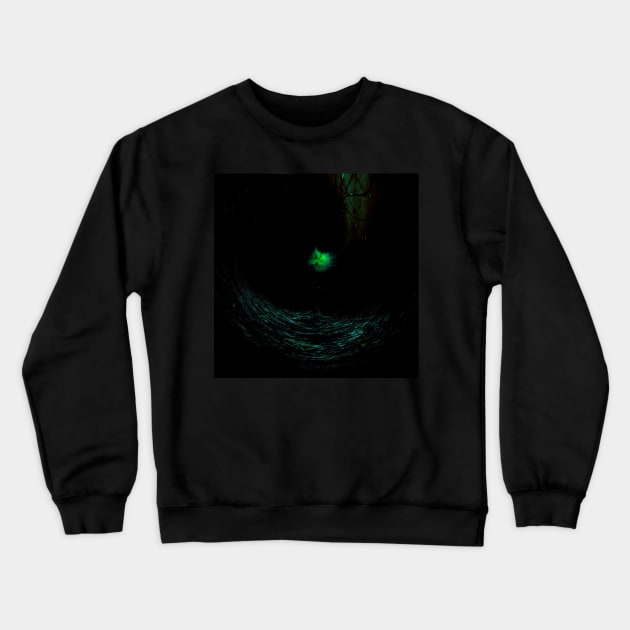 Digital collage and special processing. Dark place. Dark water. Something glows there. Crewneck Sweatshirt by 234TeeUser234